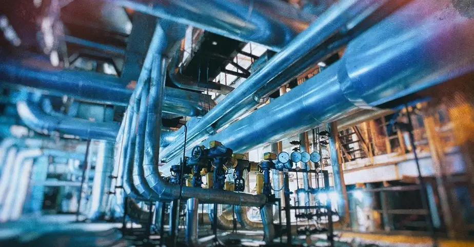 Complex industrial piping system in a facility