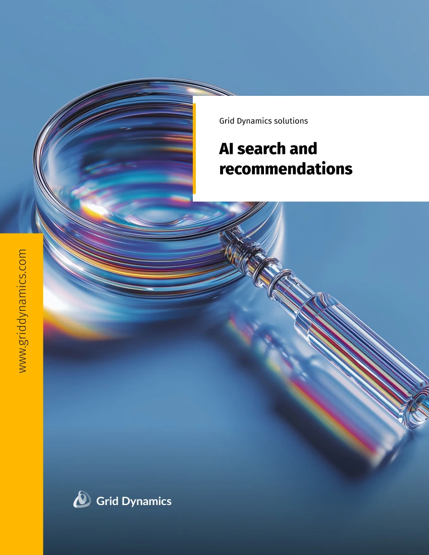 Magnifying glass with prism glow to represent AI search