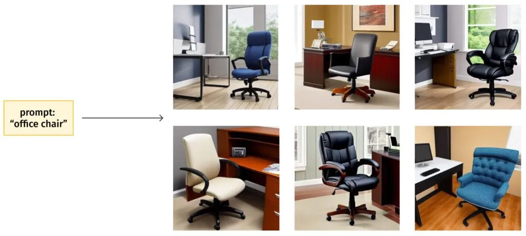 An example of creating a chair design using the text prompt: "office chair"