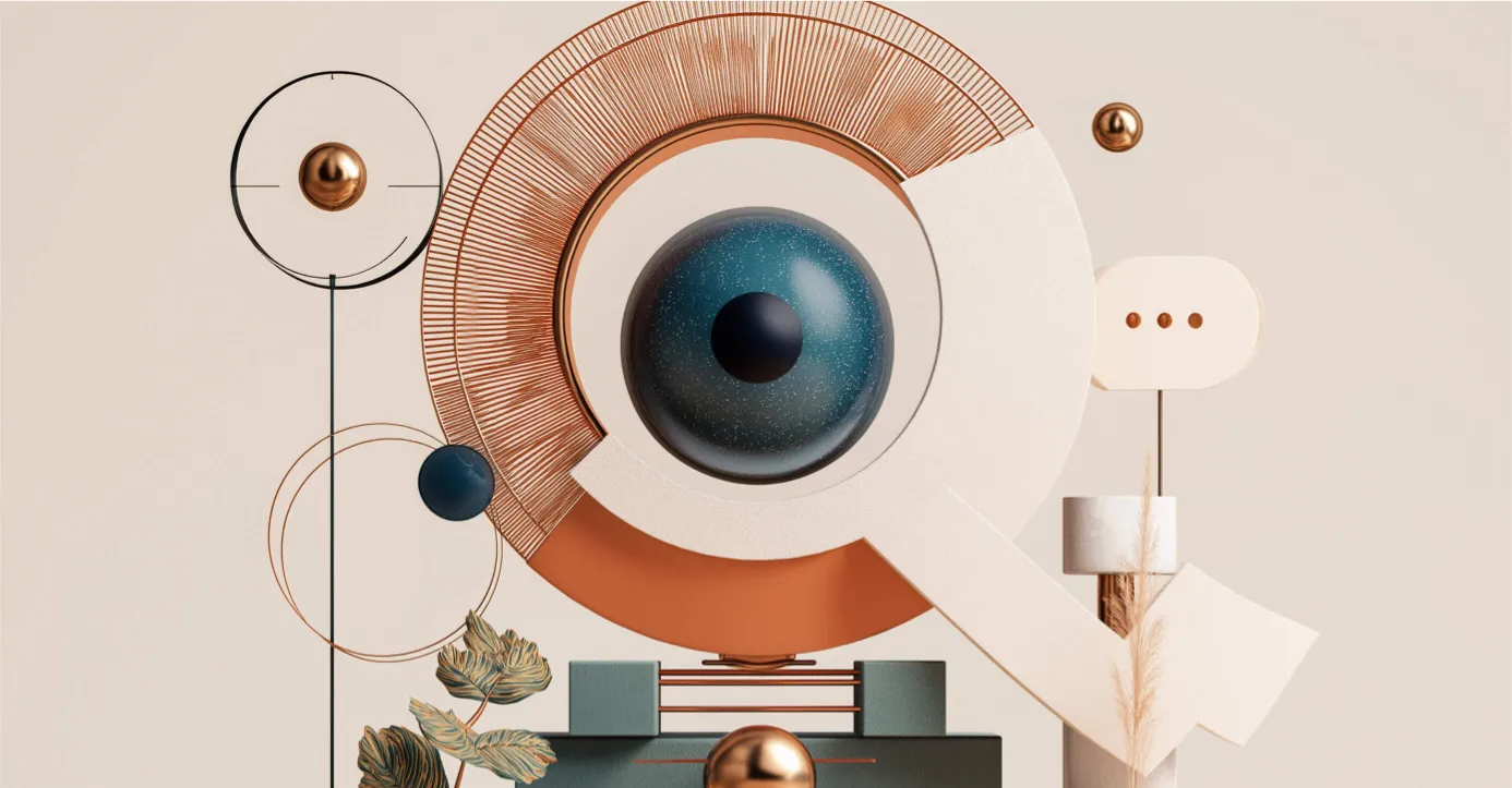 Abstract illustration of automated test coverage and intelligent QA processes symbolized by a stylized eye and dashboard elements for the Agentic QA Platform demo