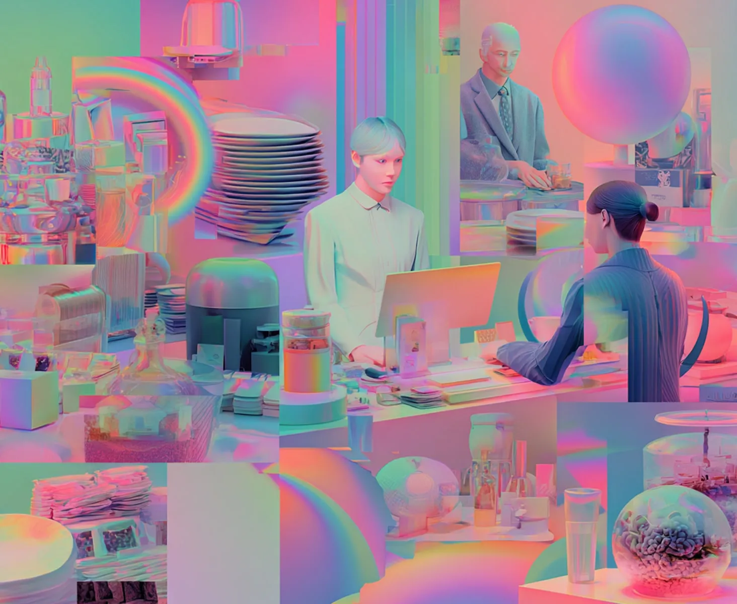 Surreal store in neon colors