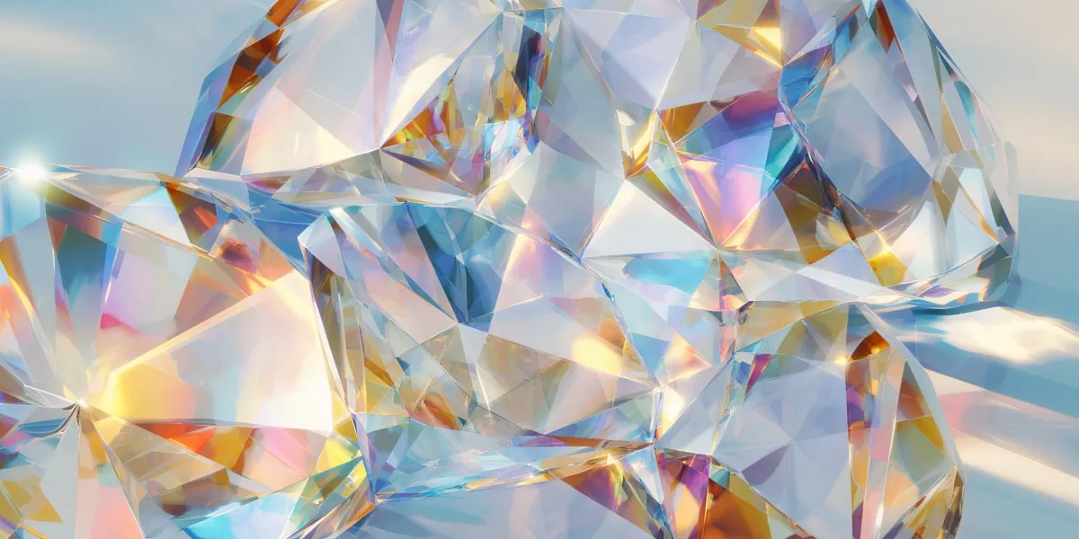 Bright reflections of light in colorful gemstones