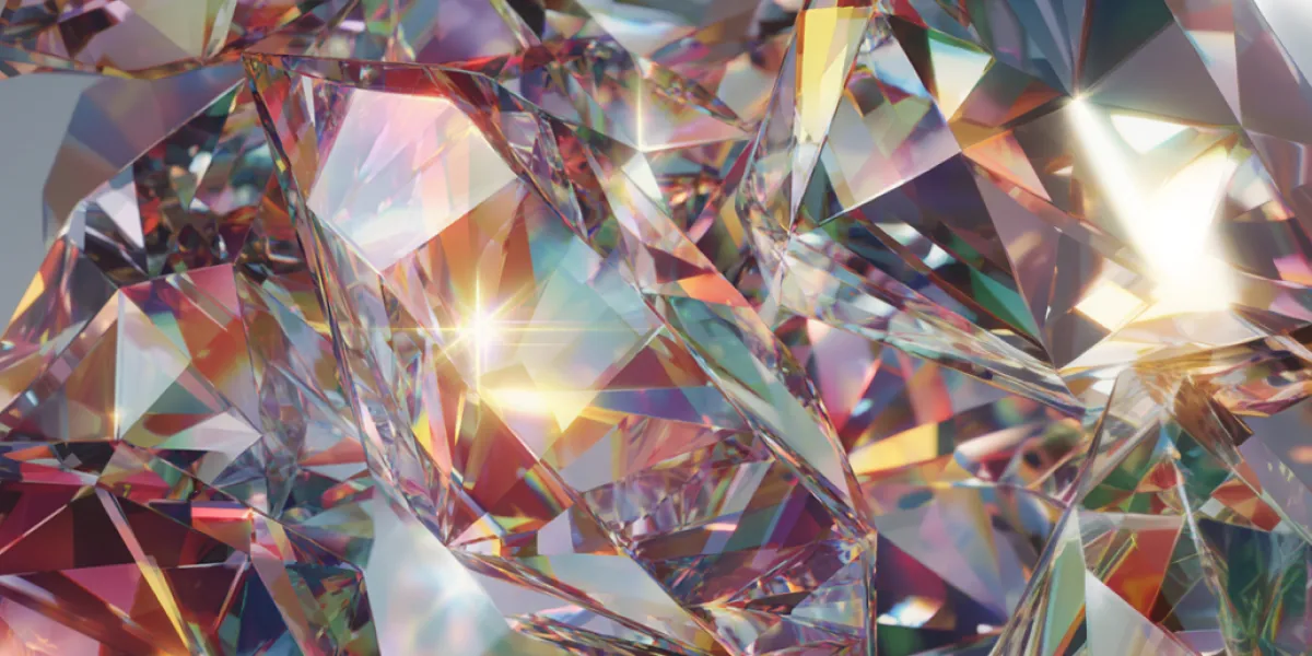 Bright reflections of light in colorful gemstones