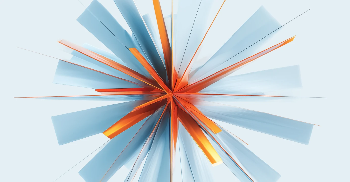 Abstract burst of blue and orange rays