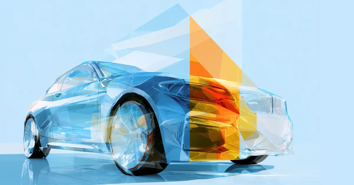 Translucent car overlaid with orange glass panels